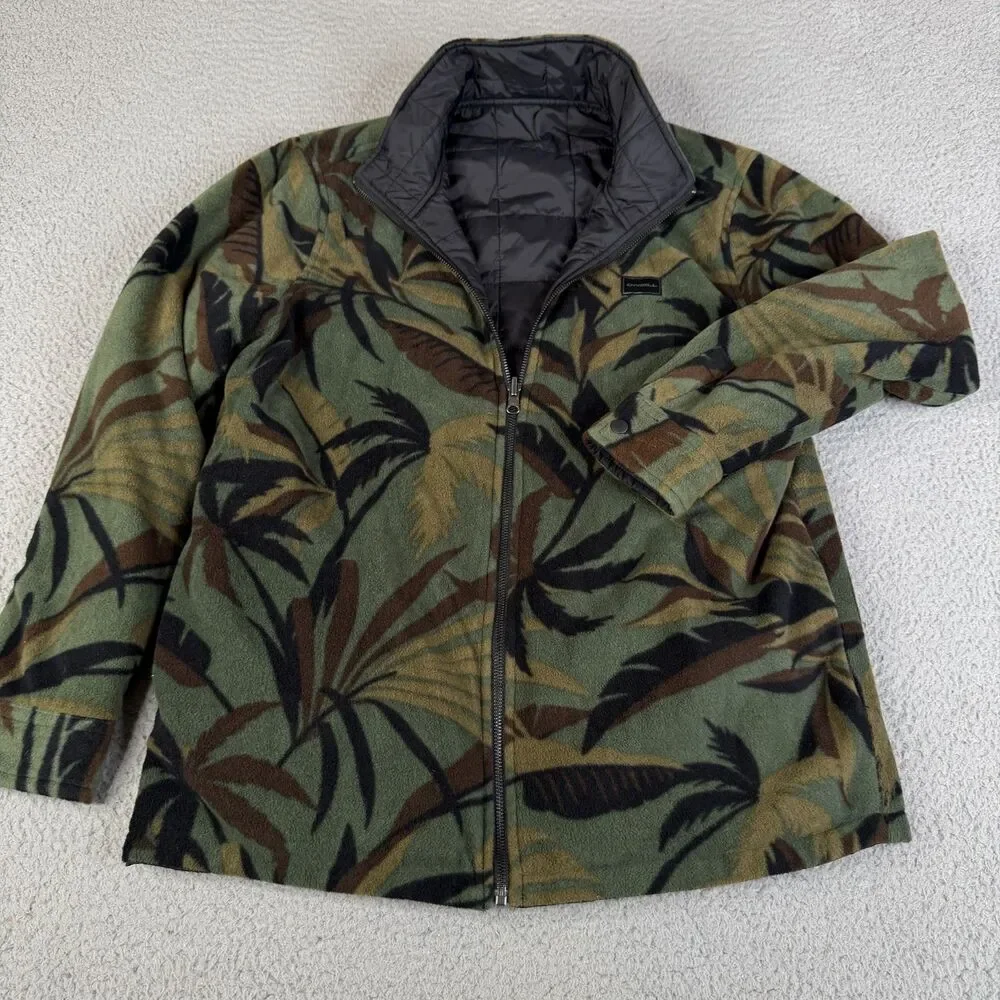 O'NEILL Camo Jacket Men Medium Green Fleece Reversible Insulated Full Zip Surfer